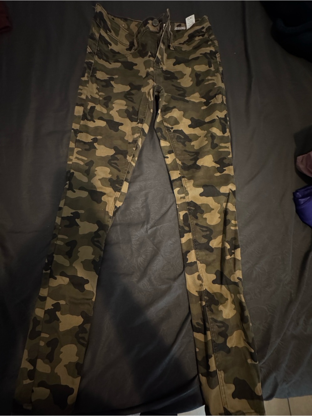 Kids Camo Skinny Bottoms - Green Camouflage